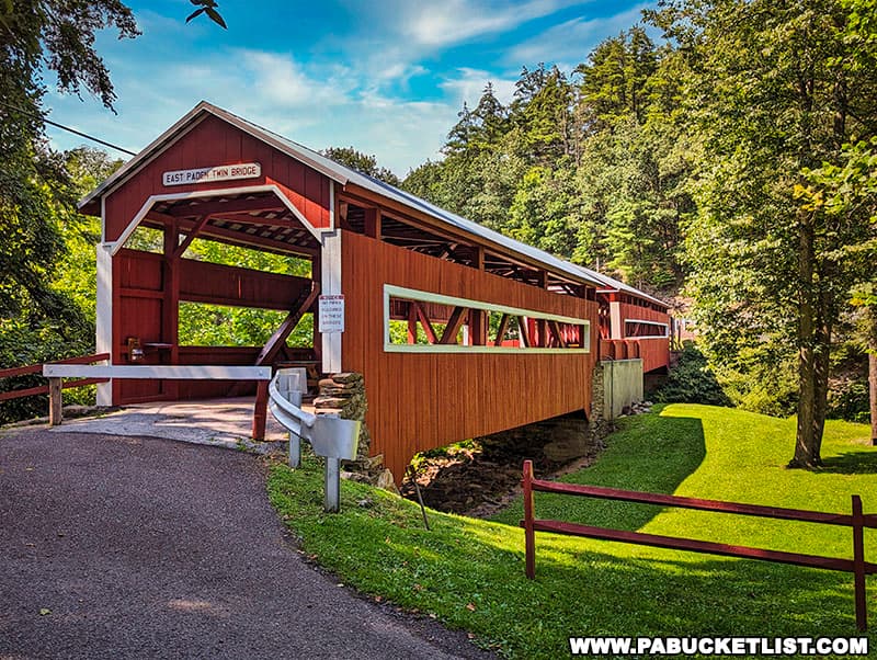 The East Paden and West Paden Covered Bridges are named after John Paden, who operated a nearby sawmill in Columbia County Pennsylvania.