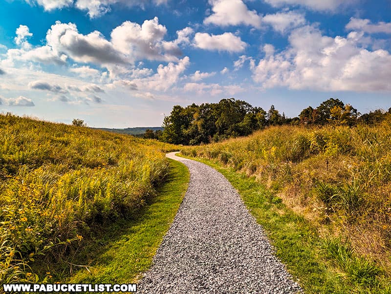 The crushed stone walking trail leading from the Visitor Center to the Memorial Plaza at the Flight 93 National Memorial near Shanksville Pennsylvania.
