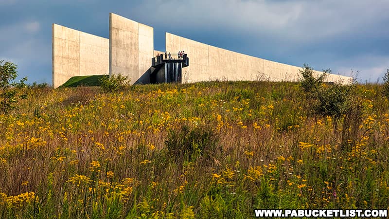 View of the Visitor Center from the hiking trail at the Flight 93 National Memorial near Shanksville Pennsylvania.