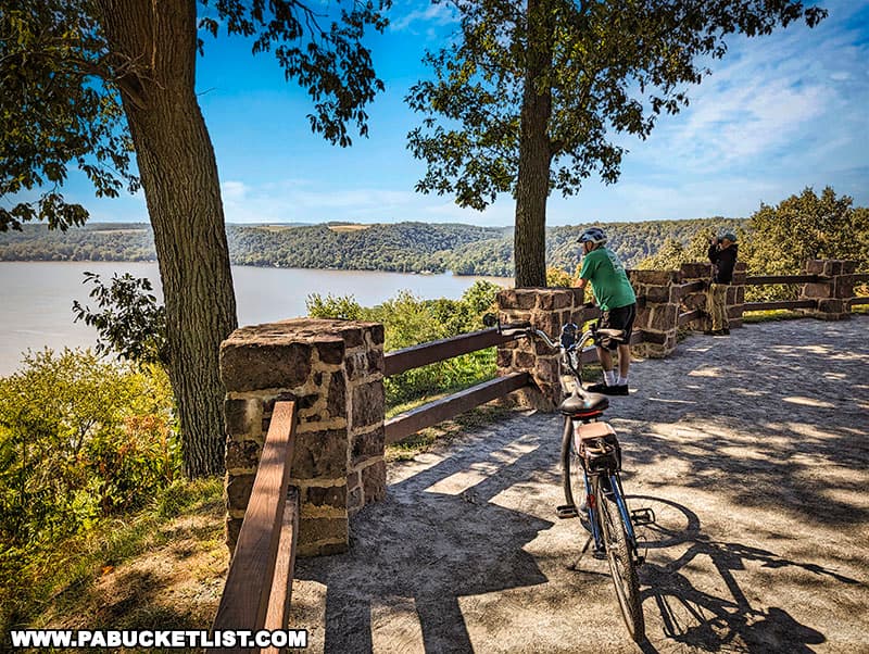 Hawk Point Overlook at Susquehannock State Park in Lancaster County Pennsylvania is a popular destination for birdwatchers.