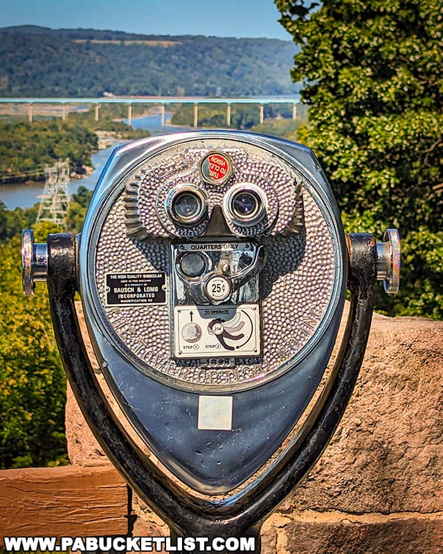 Coin-operated binoculars at Hawk Point Overlook at Susquehannock State Park in Lancaster County Pennsylvania