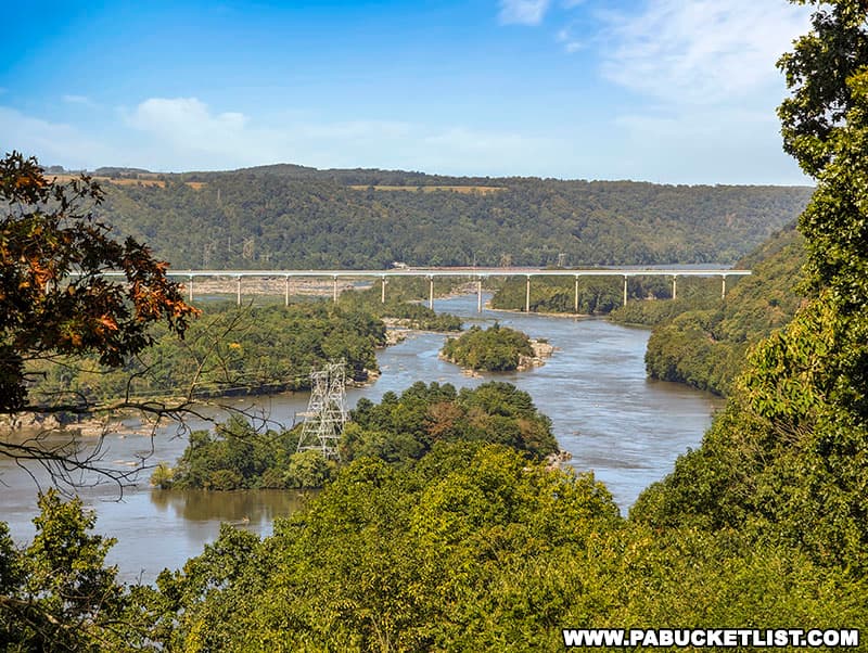 The Norman Wood Bridge, visible from Hawk Point Overlook, carries Route 7372 over the Susquehanna River.