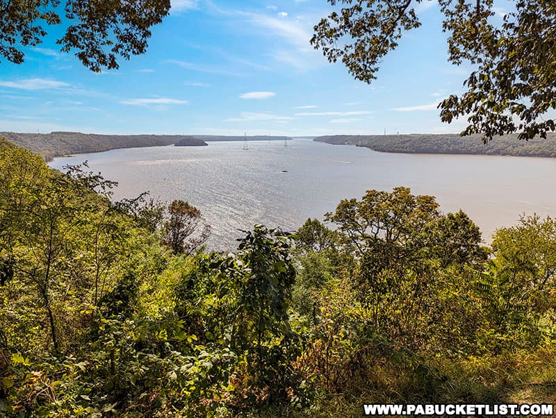 View to the south from Hawk Point Overlook along the Susquehanna River in Lancaster County Pennsylvania.