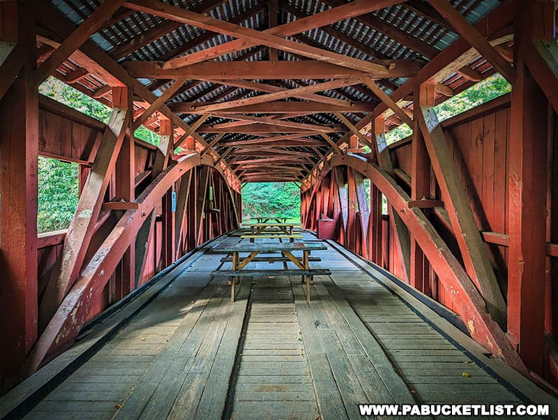 The Josiah Hess Covered Bridge in Columbia County features Burr arch construction.