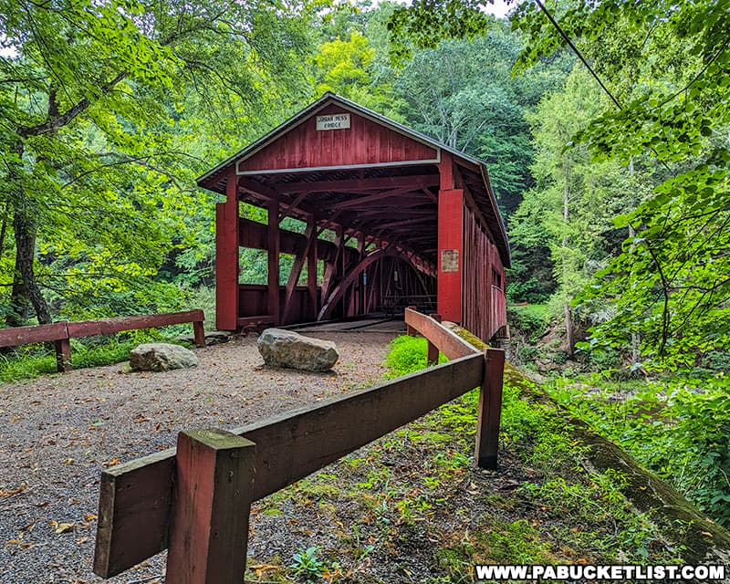 The Josiah Hess Covered Bridge is owned by the Columbia County Covered Bridge Association.