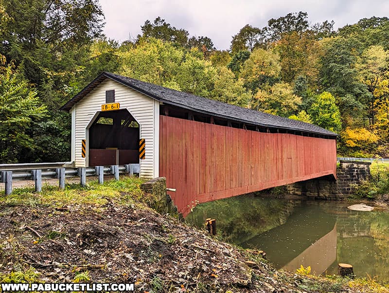 McGees Mills Covered Bridge over the West Branch of the Susquehanna River in Clearfield County PA.