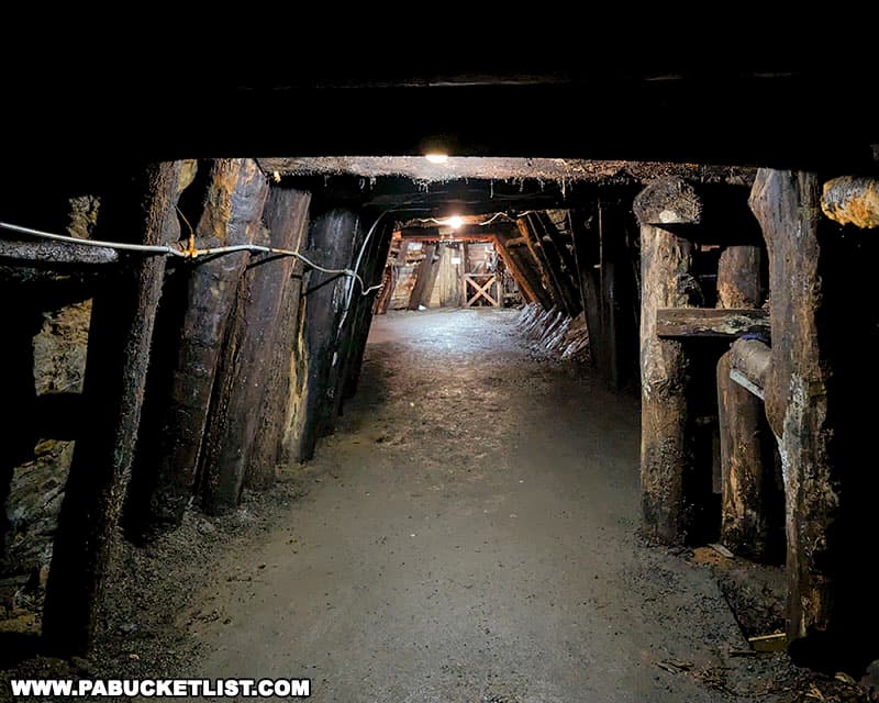 Inside one of the mine passageways at Pioneer Tunnel coal mine in Ashland Pennsylvania.