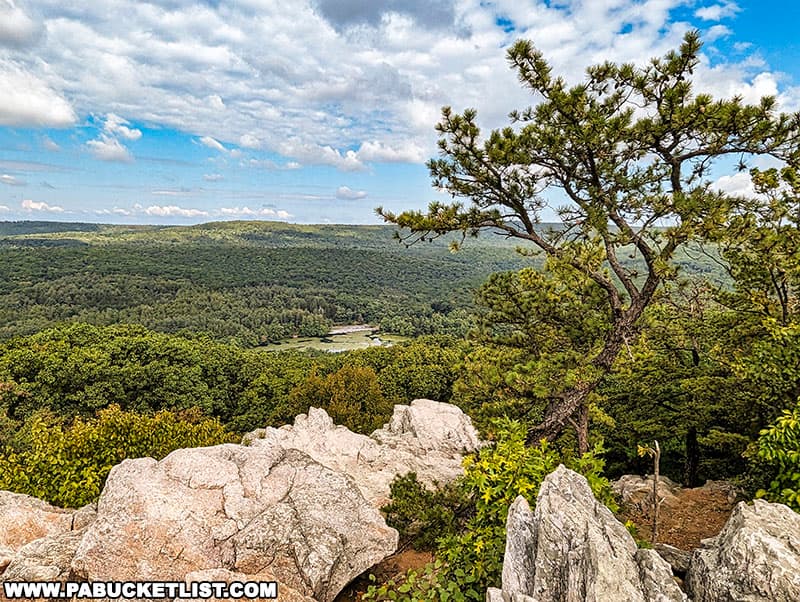 The view from the northernmost rock outcropping at Pole Steeple Overlook in Cumberland County Pennsylvania.