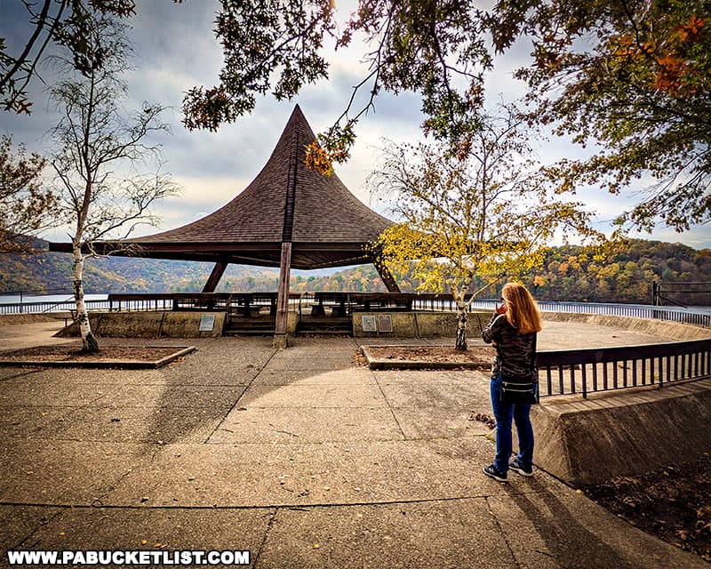 The Raytown Pagoda is a picturesque covered spot for a picnic.