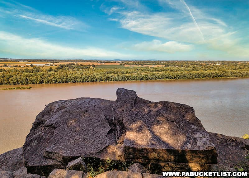 View to the east from Schull's Rock Overlook at Susquehanna Riverlands State Park in York County Pennsylvania.