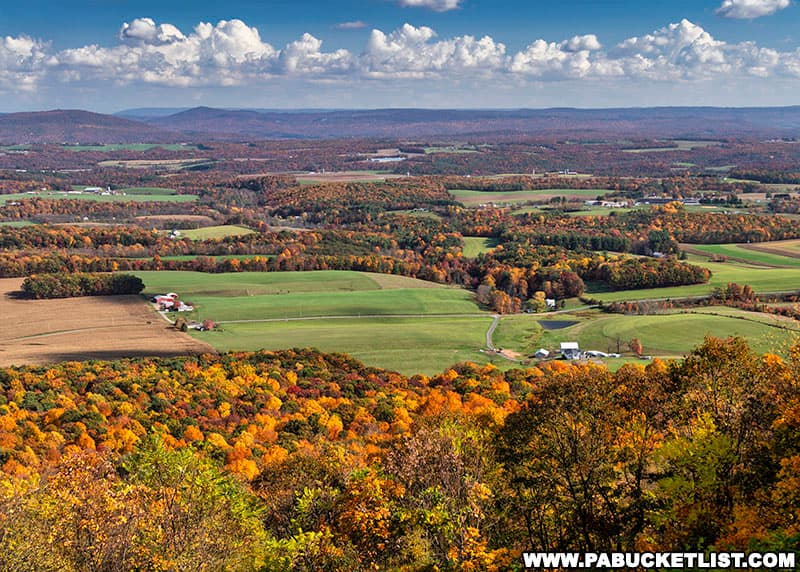 Spectacular fall foliage views in the Buchanan State Forest from Summit Road Vista in Fulton County.