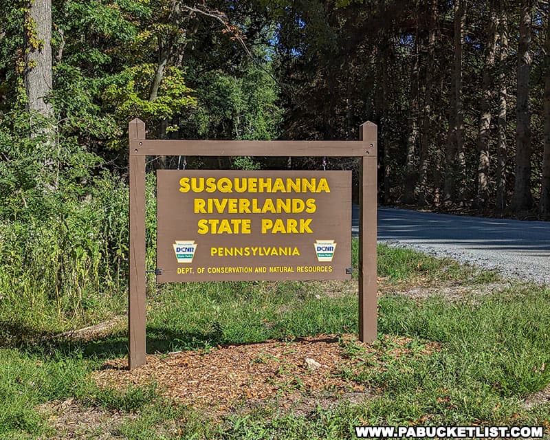 Susquehanna Riverlands State Park sign along Furnace Road in York County Pennsylvania.