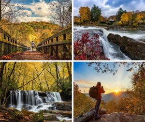 The 12 best places to view fall foliage at Ohiopyle State Park in Fayette County Pennsylvania.