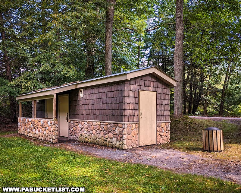 Restroom at Twin Bridges County Park in Columbia County Pennsylvania.