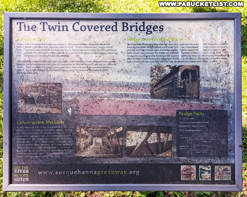 Informational sign at Twin Bridges Park in Columbia County Pennsylvania.