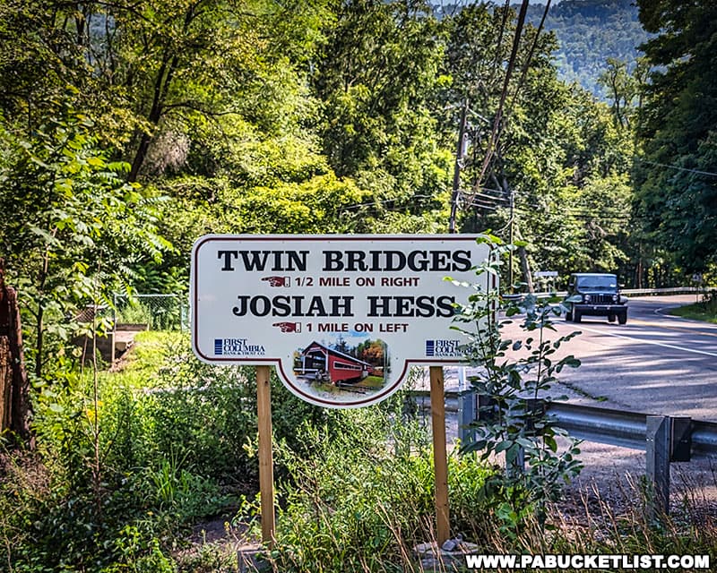 Twin Bridges sign along Route 487 in Columbia County Pennsylvania.