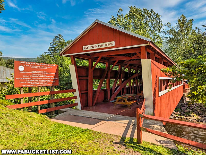 The West Paden Covered Bridge is the longer of the two Twin Bridges in Columbia County Pennsylvania.