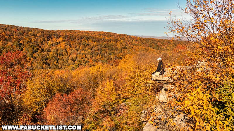 Fall foliage views from Wolf Rocks Overlook in Westmoreland County Pennsylvania.