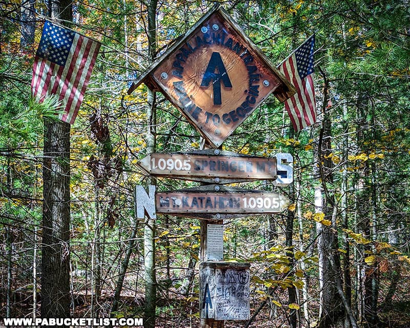 The Appalachian Trail Halfway Point sign in October 2023.