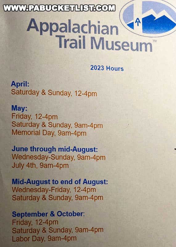 Appalachian Trail Museum hours of operation.