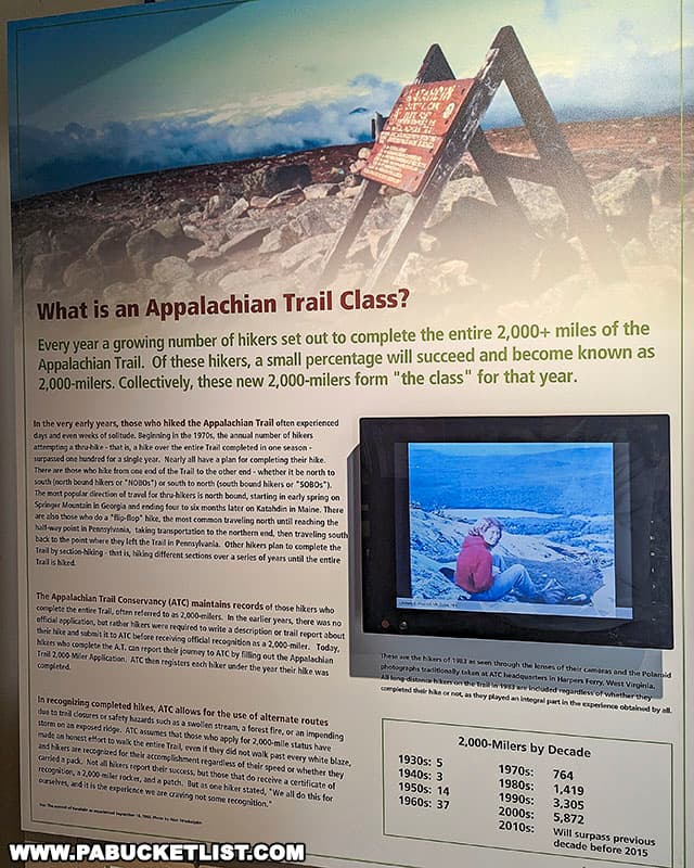 An exhibit about what constitutes an Appalachian Trail Class.