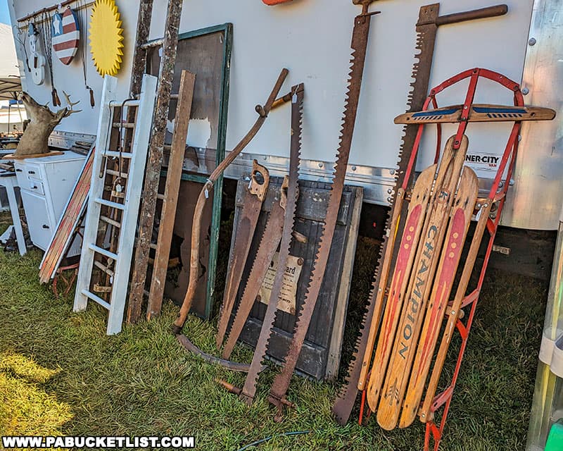 Vintage tools for sale at Braddock's Flea Market in Fayette County Pennsylvania.