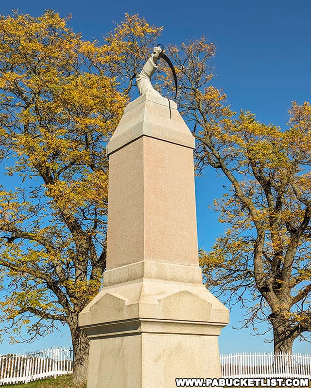 Fall foliage views at the 11th Massachusetts monument on the Gettysburg battlefield.
