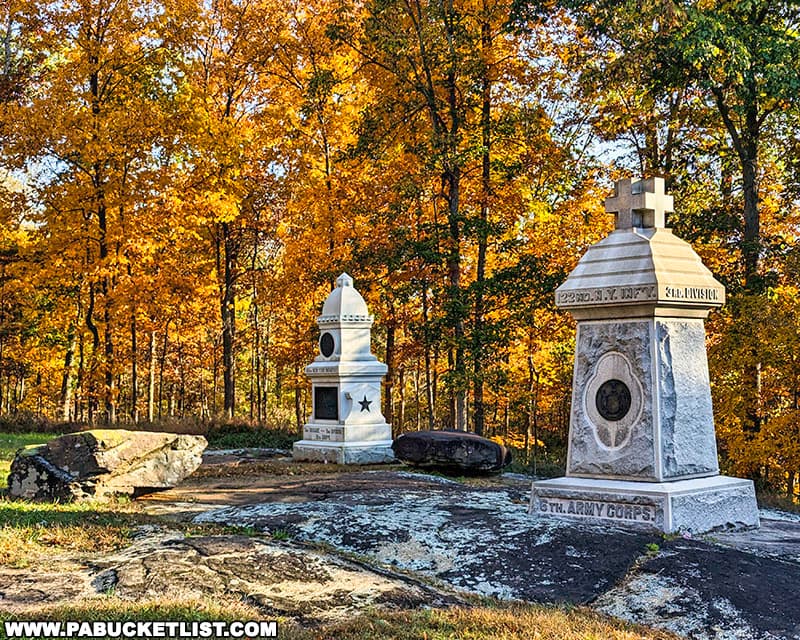 Fall foliage views on Culp's Hill at Gettysburg.