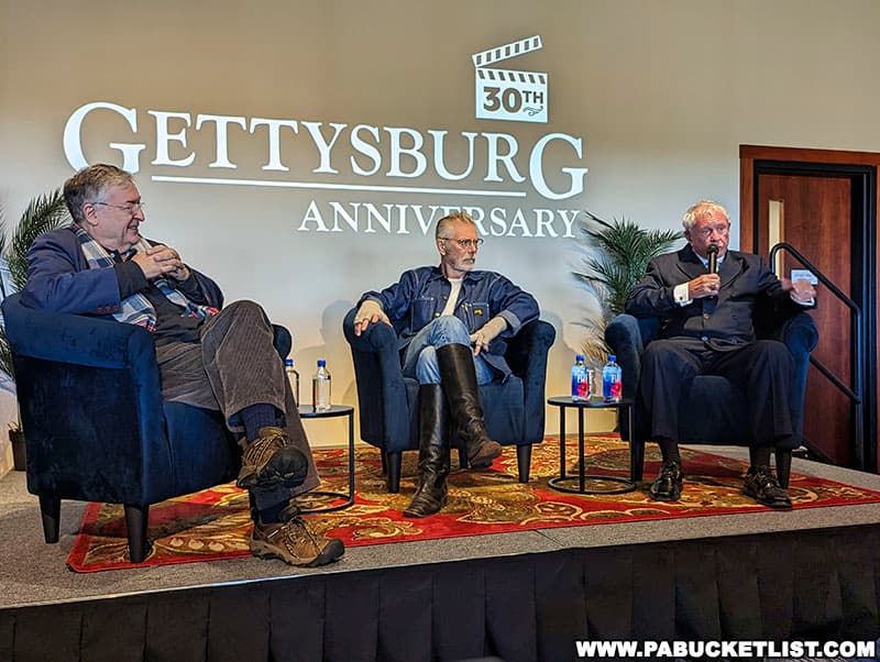 Tom Berenger responding to a question at the Gettysburg 30th Anniversary press conference held at the Gettysburg Beyond the Battle Museum.