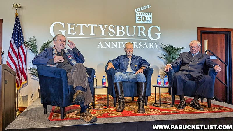 The opening press conference at the Gettysburg Thirtieth Anniversary celebration, featuring director Ron Maxwell and actors Stephen Lang and Tom Berenger.