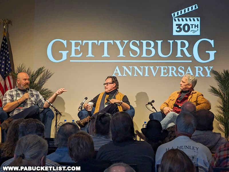 Podcaster Matt Callery hosting a meet and greet with Gettysburg actors Joseph Fuqua and Bo Brinkman.