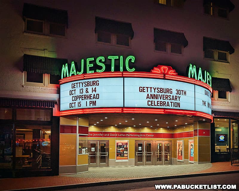 Marque of the Majestic Theatre during the Gettysburg 30th Anniversary weekend.