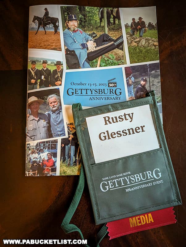 My press credentials and program from the Gettysburg 30th Anniversary celebration weekend.
