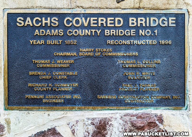Sachs Covered Bridge was rebuilt in 1996.