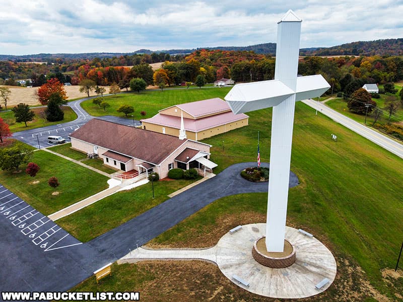 The Cross at Hilltop Baptist Church stands 108 feet tall, making it te tallest cross in Pennsylvania.