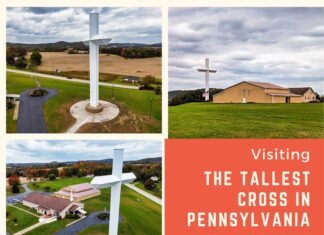 Visiting the tallest cross in Pennsylvania at Hilltop Baptist Church in Indiana.