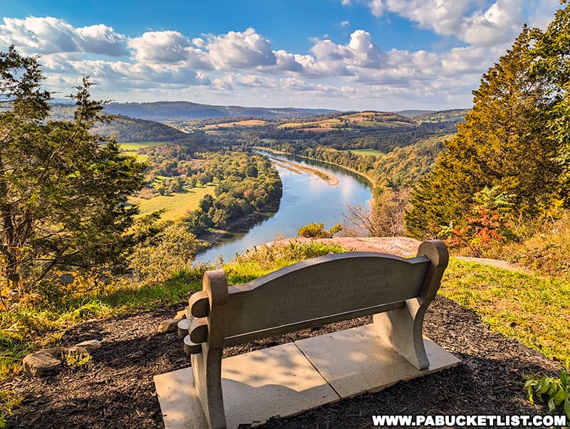 Benches at Wyalusing Rocks provide a wonderful place to sit and enjoy the scenery.