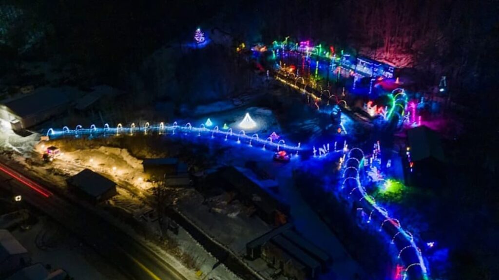 Carbondale Christmas Light Drive Through Display aerial view.