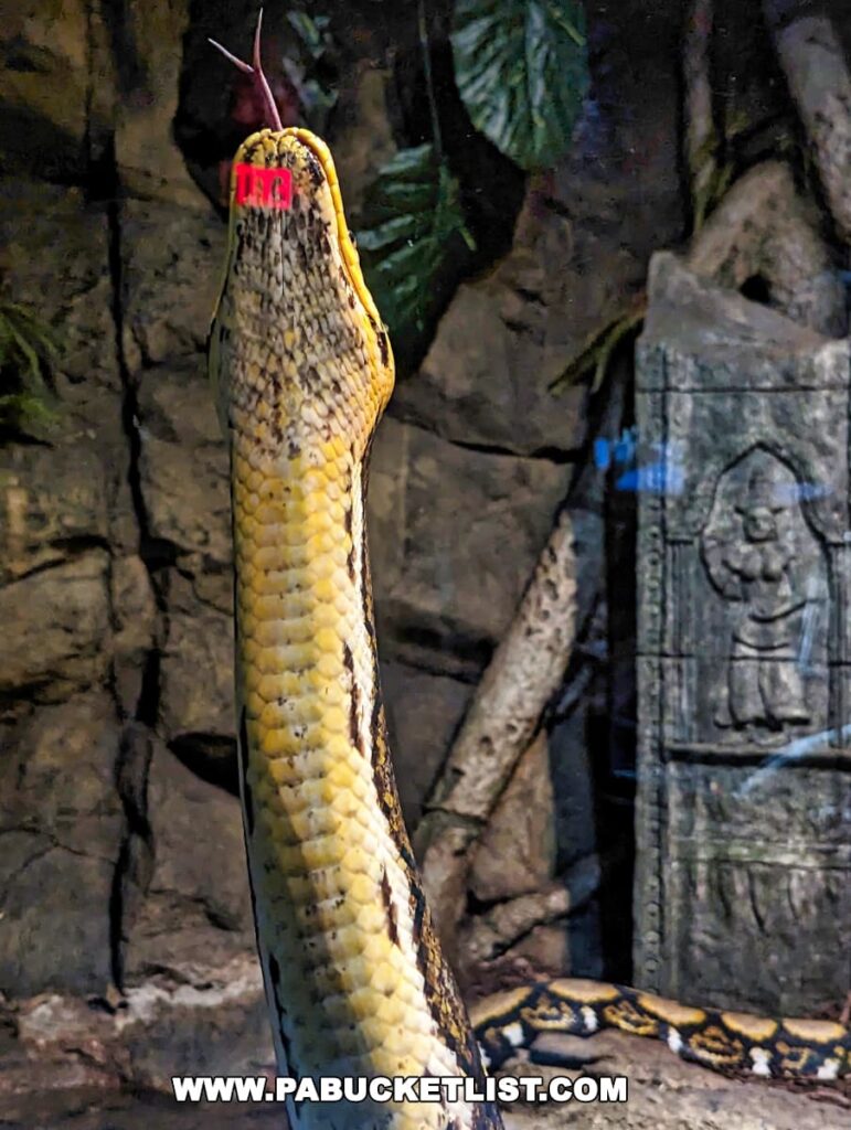 Snake in a defensive posture at Electric City Aquarium in Scranton.