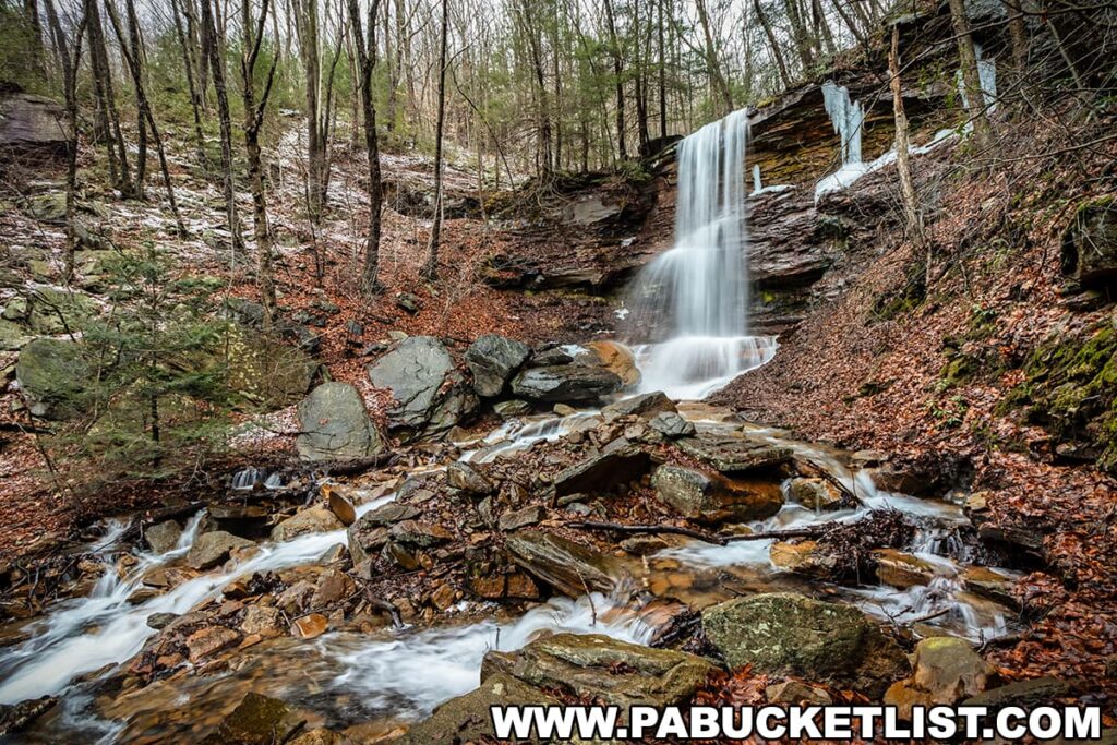 Dutchmans Run Falls in the McIntyre Wild Area in LYcoming County Pennsylvania.