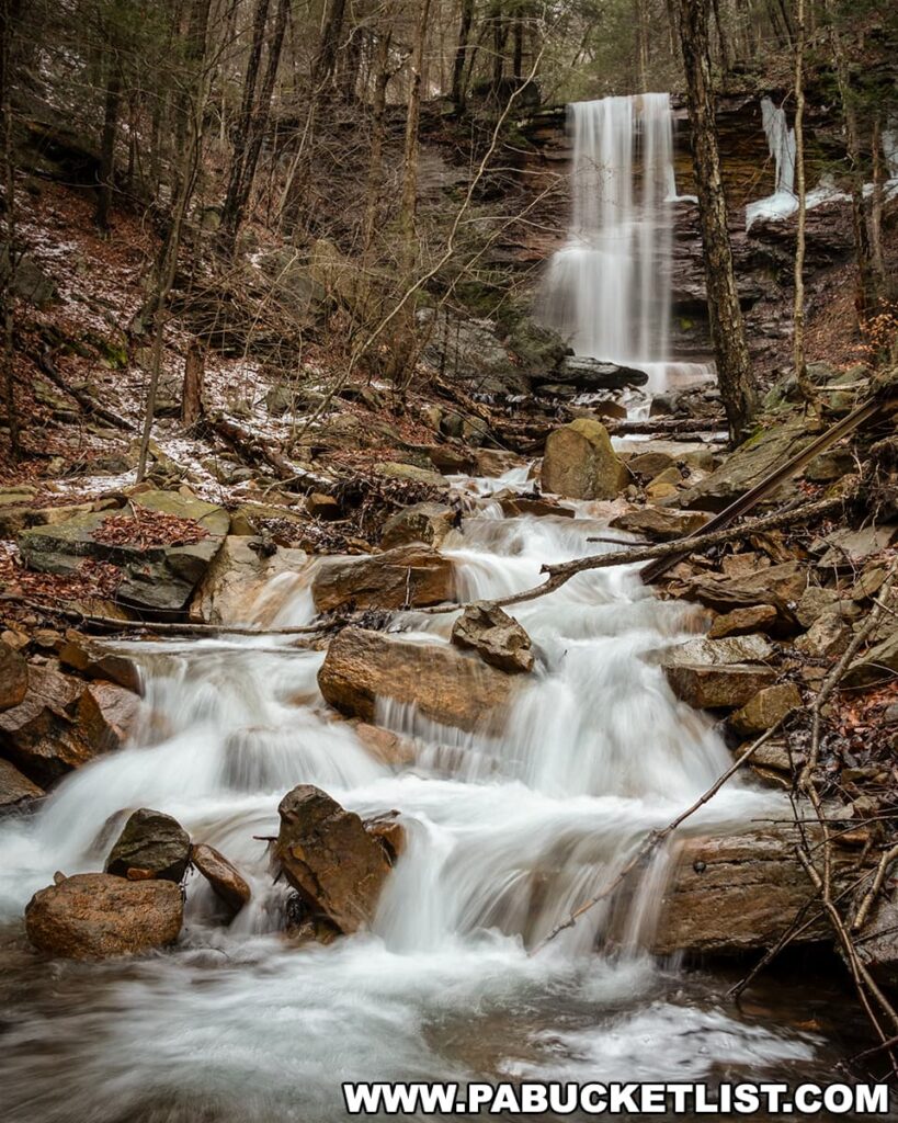 Downstream view of Dutchmans Run Falls in the McIntyre Wild Area portion of the Loyalsock State Forest.