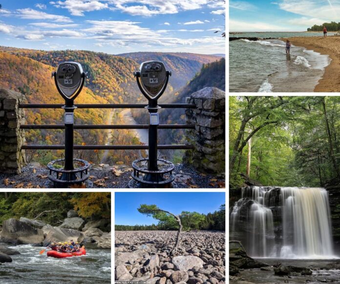 Scenes from Colton Point, Presque Isle. Ohiopyle, Hickory Run, and Rickett's Glen state parks in PA.