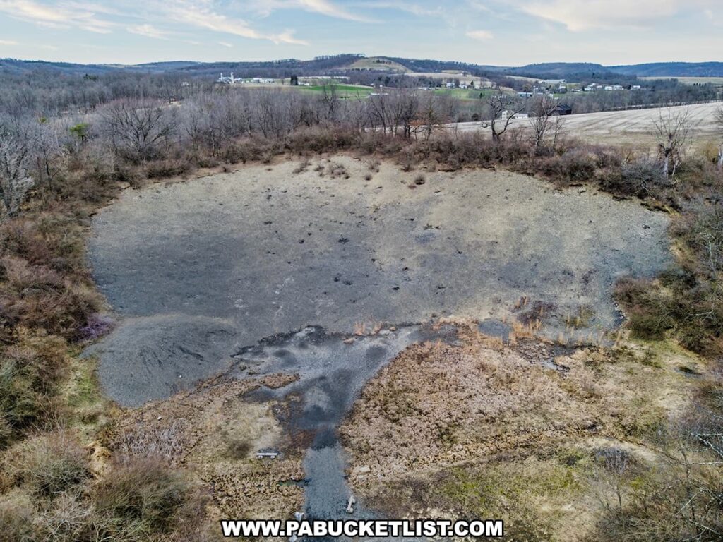 An aerial view of the Montour Preserve Fossil Pit in March, 2024.