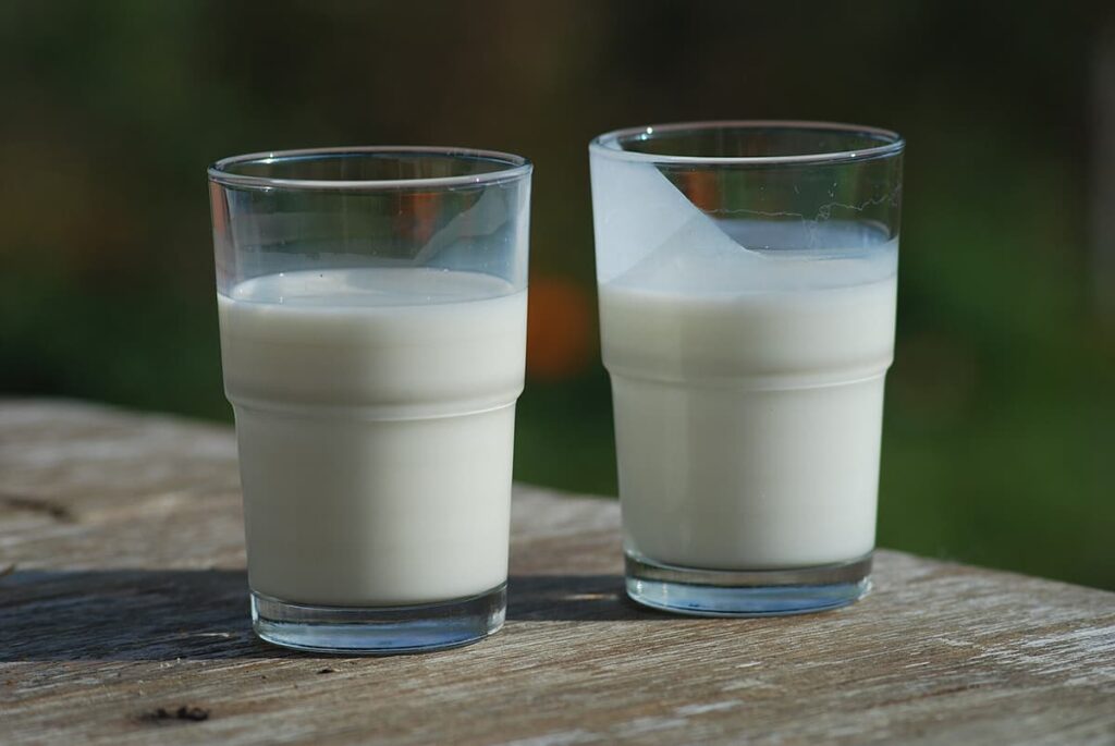 Buttermilk on the right., regular milk on the left.