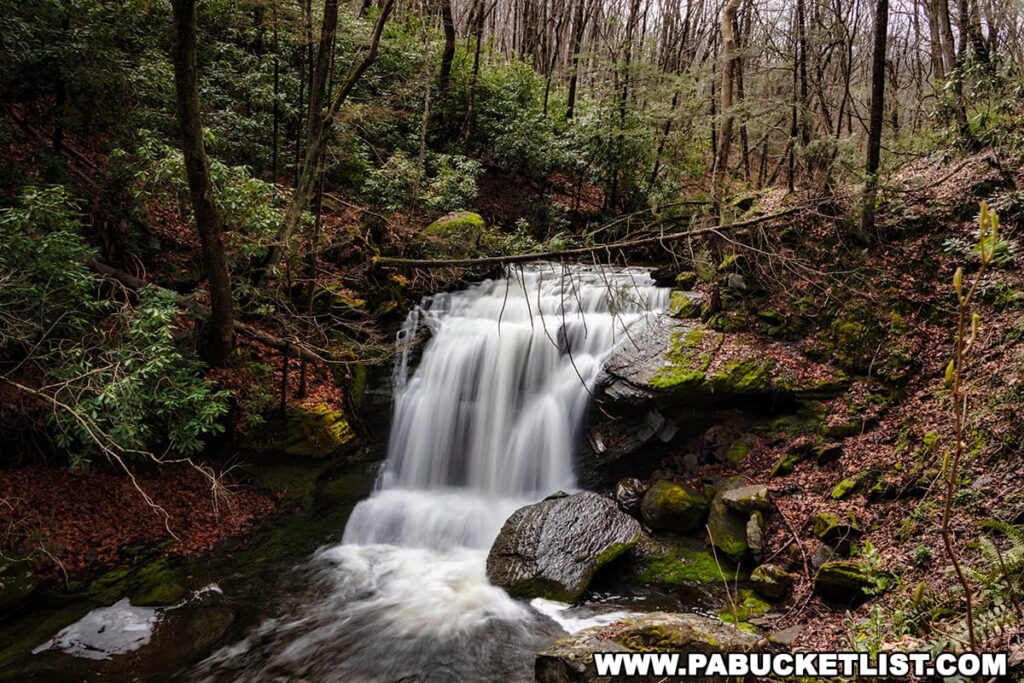 Lower Slateford Creek Falls in the Delaware Water Gap National Recreation Area in Northampton County Pennsylvania.