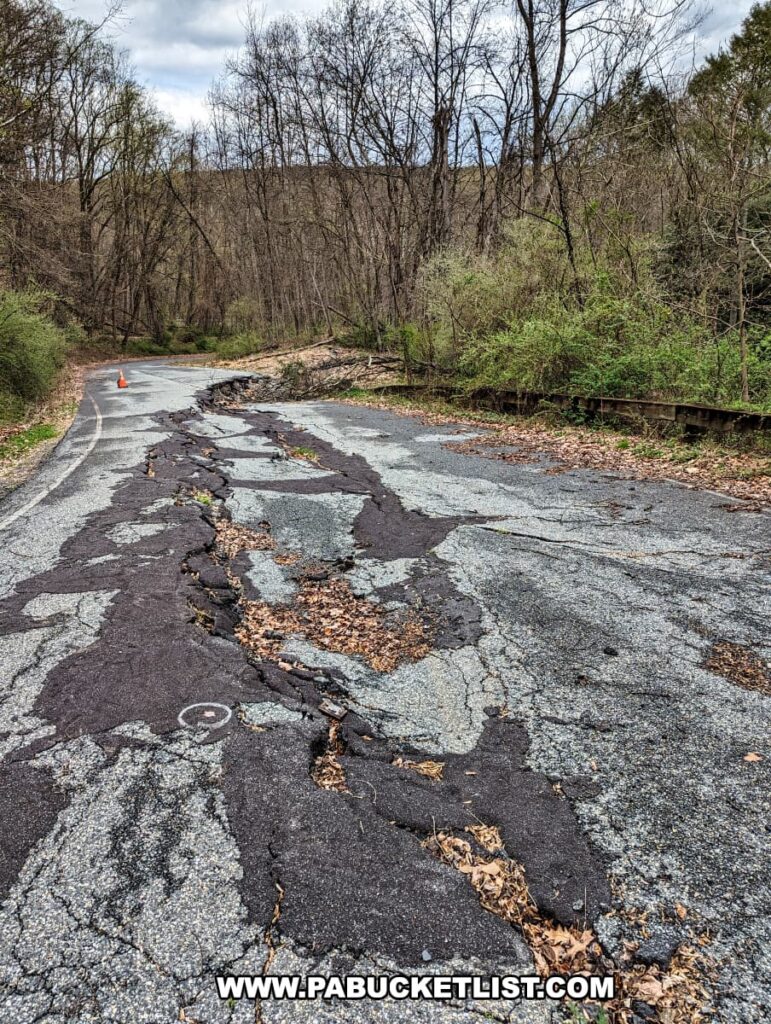 Damage to National Park Drive near Route 611 which is the reason for the road closure.