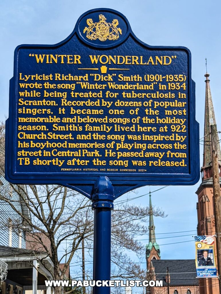 Winter Wonderland historical marker in Honesdale PA.