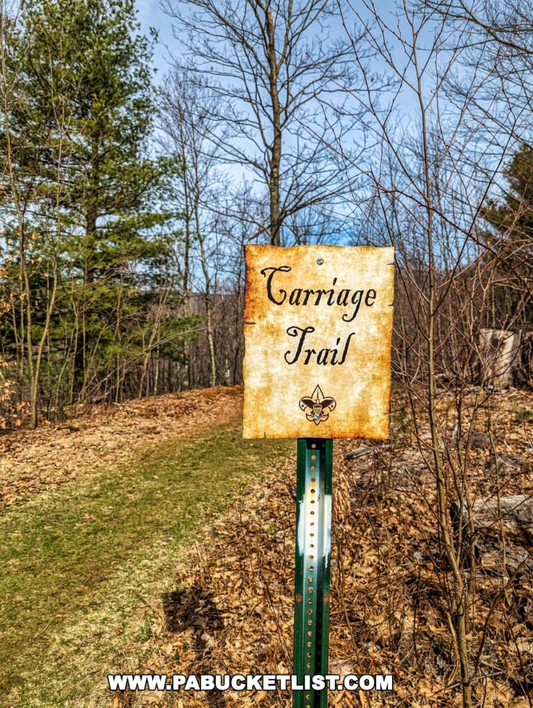 The Carriage Trail near Irving Cliff, which at one time would have brought carriages up to the cliff from Honesdale below.