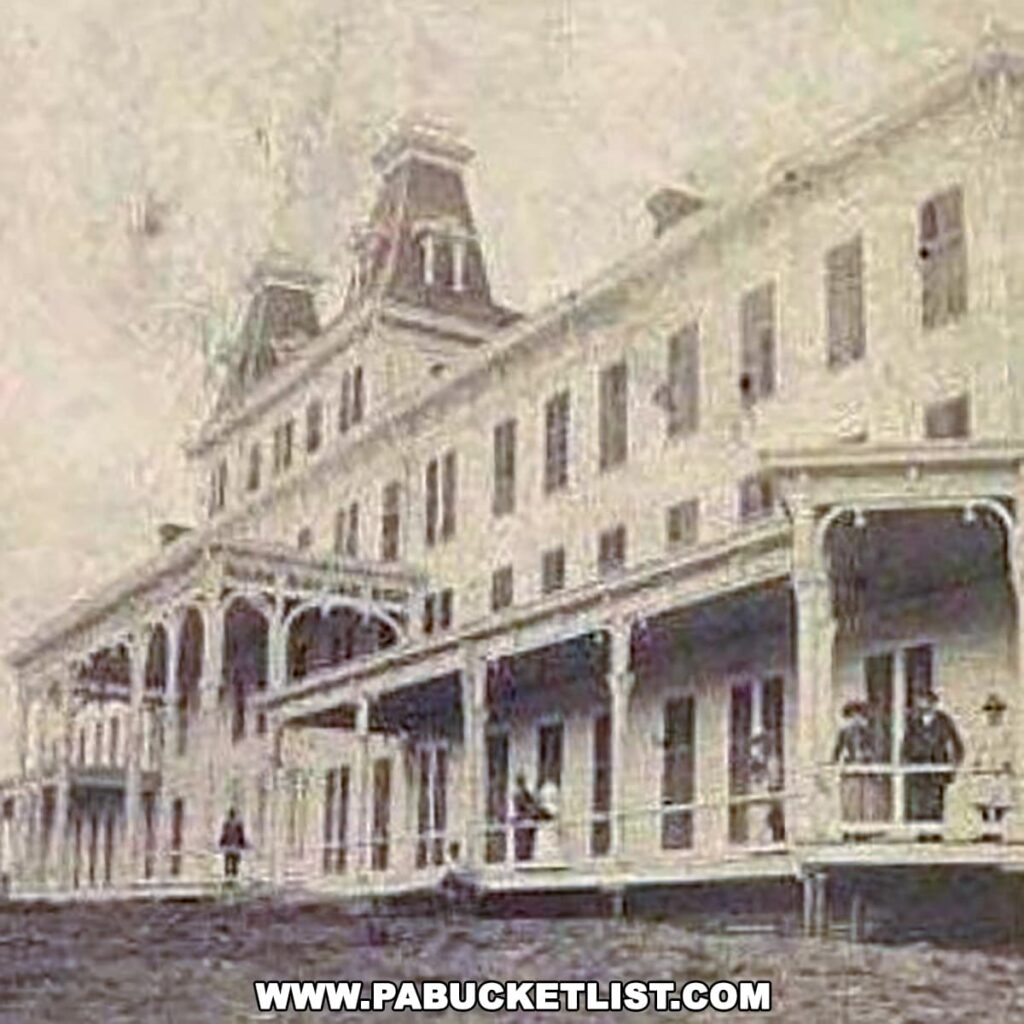Historical photo of the former Irving Cliff Hotel, which stood on the site of the overlook.