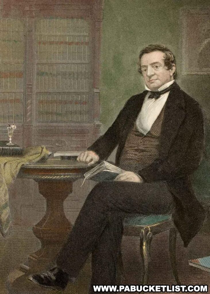 Portrait of author Washington Irving, for whom Irving Cliff is named.
